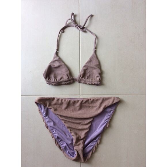 Good American Swimwear Bikini Swim Always Fits Purple Metallic Swimsuit - Picture 1 of 11